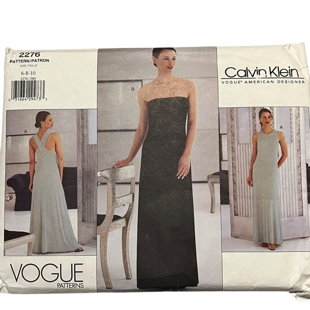 Calvin Klein Vogue American Designer Sewing Pattern 2276 Womens Sleeveless Long